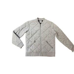 Bonobos Mens Slim Fit Quilted Bomber Jacket Heather Grey‎ Cotton Zip Up M 19141